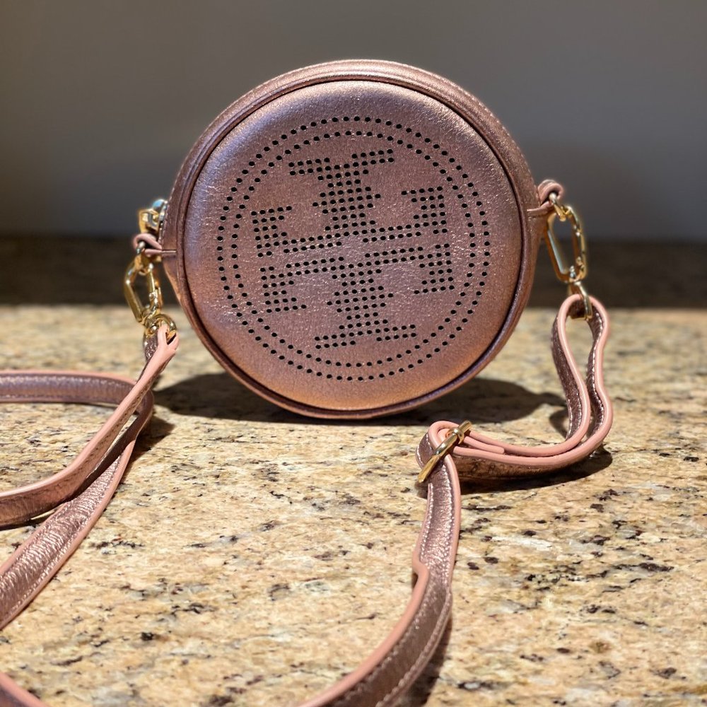 Rose Gold Tory Burch Circle Crossbody Bag